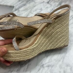 Steve Madden Tan Wedge Sandals with Sparkling Straps